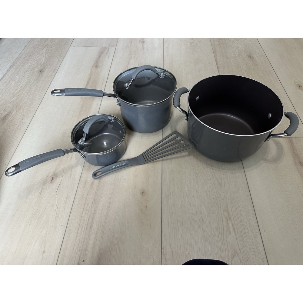 Rachael Ray Porcelain Nonstick Pot & Pan Set 2 Fry Pans & Stockpot